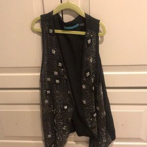 Beaded and sequence black vest.